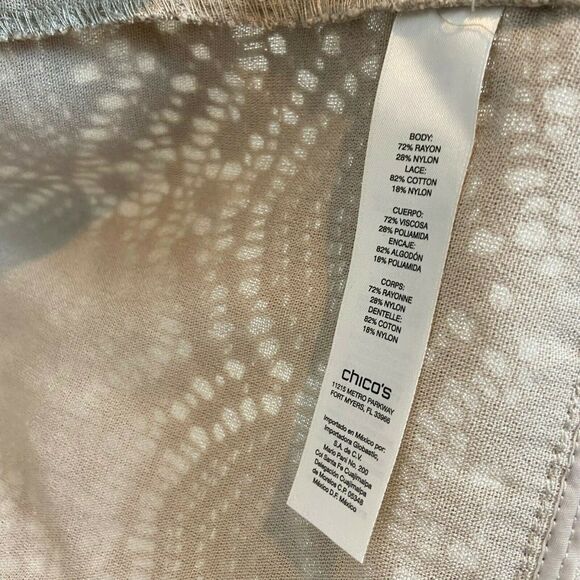 Chico's Vest Romantic Cottage Crochet Lace Open Front Sz 10 12 Tan Cream NWT - Picture 6 of 16